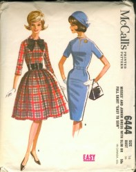 6444 1962 EZ SLIM OR GATHER 4 GORE DRESS UNCUT PATTERN 11 31.5''
